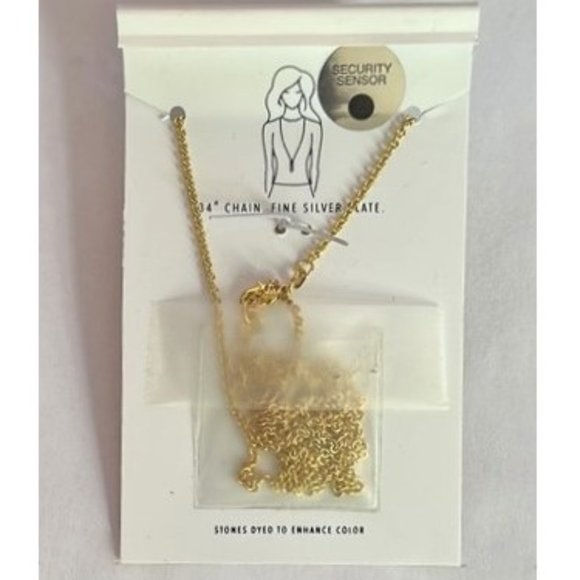 WHITE AGATE HEXAGONAL PENDULUM PENDANT 32” GOLD CHAIN NECKLACE OS - Picture 3 of 4